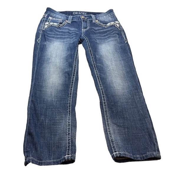 GRACE in LA Women’s Embellished Jean Capris Size 26 - Picture 3 of 15